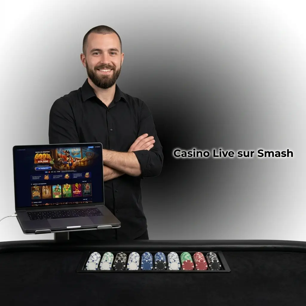 Joueurs en direct avec croupiers professionnels sur Smash Casino Live : roulette, blackjack, baccarat et game shows 24h/24