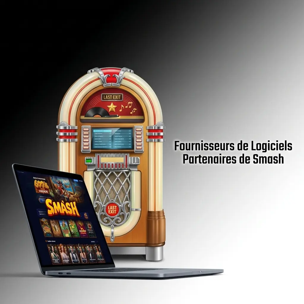Logos des fournisseurs partenaires de Smash : Pragmatic Play, NetEnt, Play'n GO, Spinomenal et Bgaming