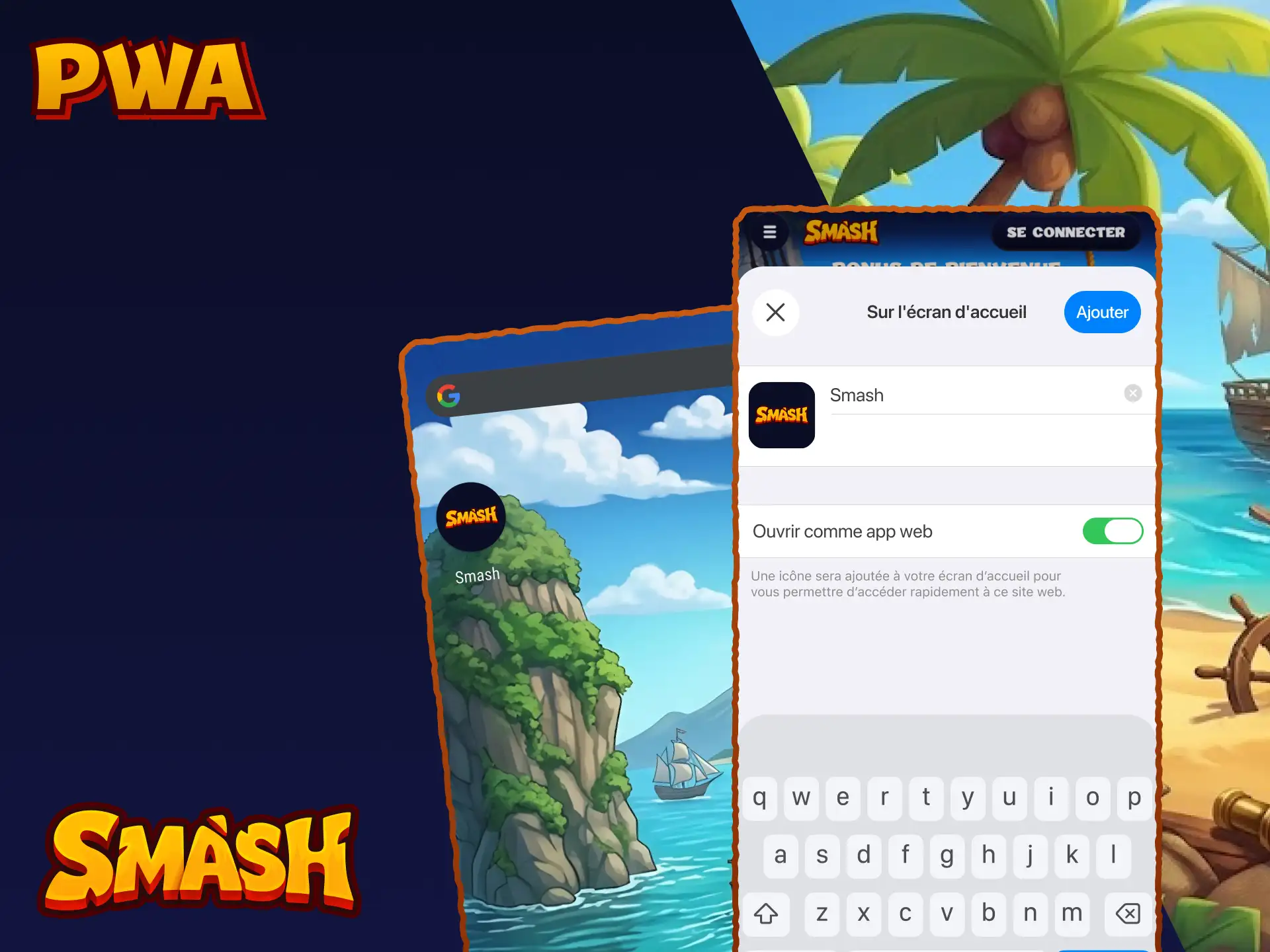 Téléchargez la PWA Smash sur votre mobile pour accéder au casino depuis n'importe où.