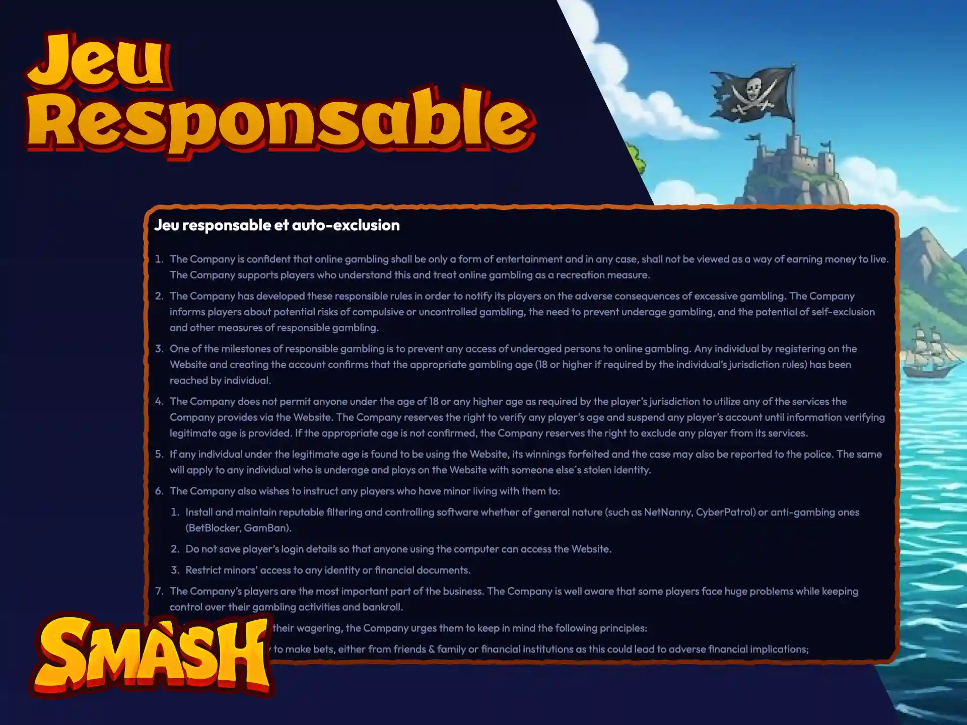 Outils de jeu responsable sur Smash pour fixer des limites et protéger votre solde.